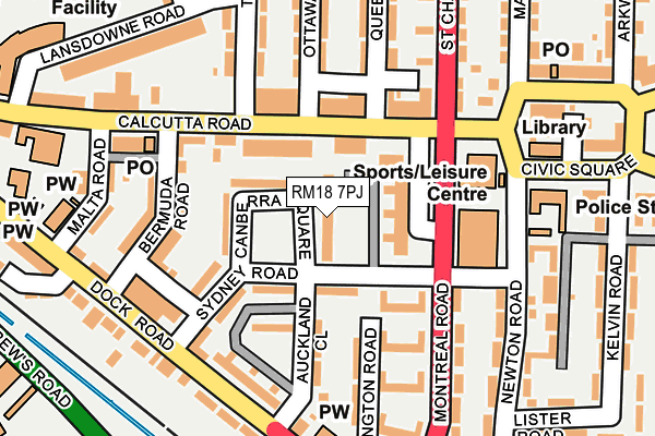 RM18 7PJ map - OS OpenMap – Local (Ordnance Survey)