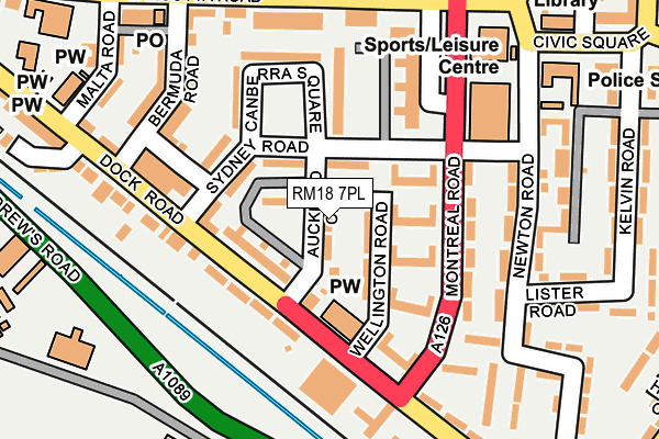 RM18 7PL map - OS OpenMap – Local (Ordnance Survey)