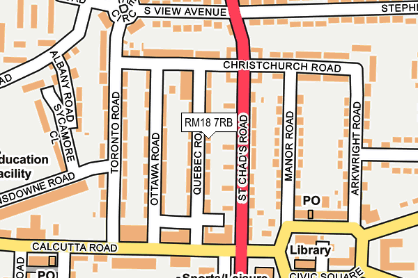 RM18 7RB map - OS OpenMap – Local (Ordnance Survey)
