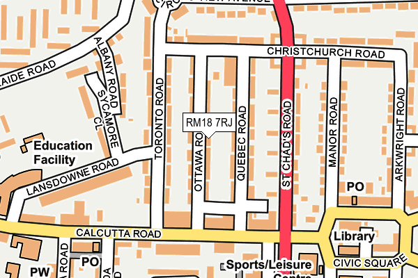 RM18 7RJ map - OS OpenMap – Local (Ordnance Survey)