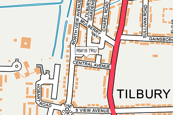 RM18 7RU map - OS OpenMap – Local (Ordnance Survey)