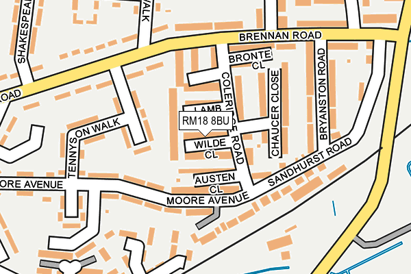 RM18 8BU map - OS OpenMap – Local (Ordnance Survey)