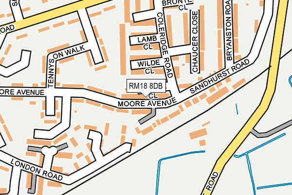 RM18 8DB map - OS OpenMap – Local (Ordnance Survey)