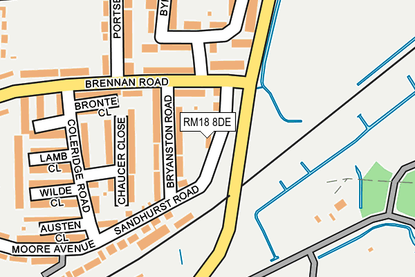 RM18 8DE map - OS OpenMap – Local (Ordnance Survey)