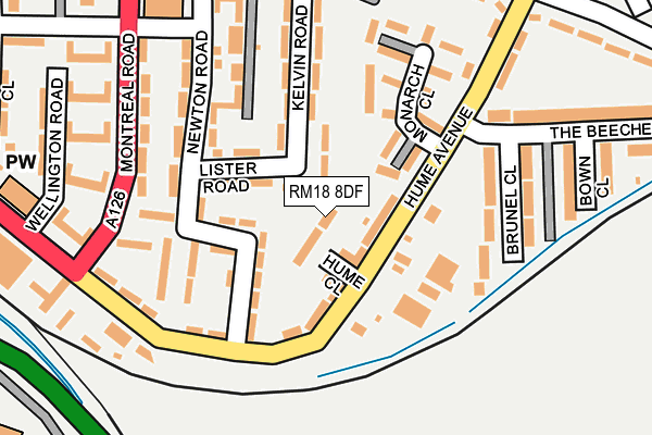 RM18 8DF map - OS OpenMap – Local (Ordnance Survey)