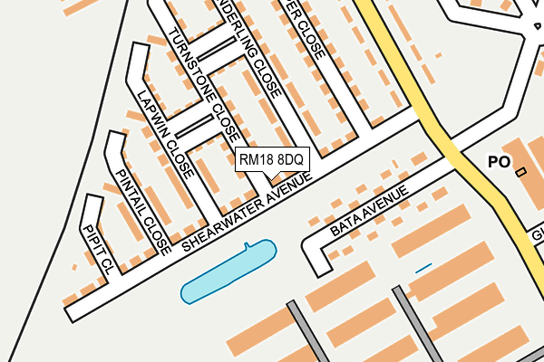 RM18 8DQ map - OS OpenMap – Local (Ordnance Survey)