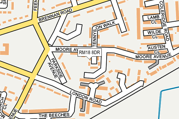 RM18 8DR map - OS OpenMap – Local (Ordnance Survey)