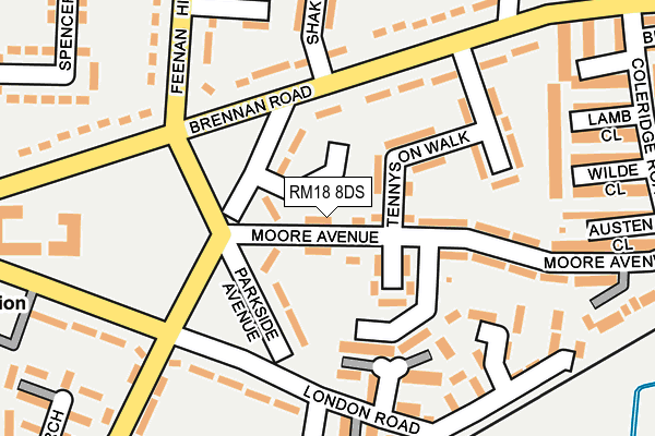 RM18 8DS map - OS OpenMap – Local (Ordnance Survey)