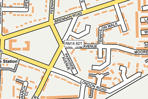 RM18 8DT map - OS OpenMap – Local (Ordnance Survey)