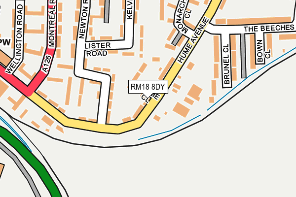 RM18 8DY map - OS OpenMap – Local (Ordnance Survey)