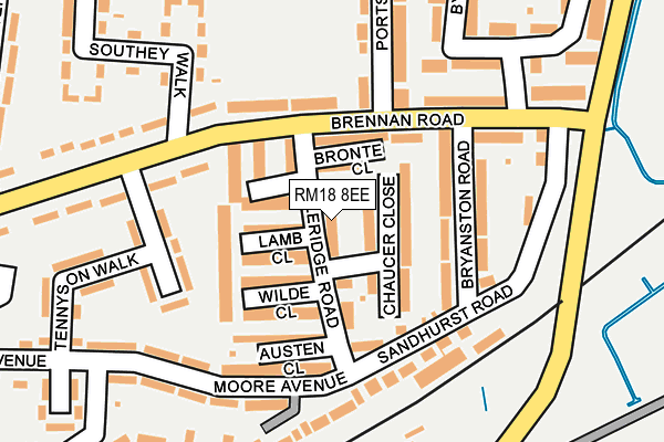 RM18 8EE map - OS OpenMap – Local (Ordnance Survey)