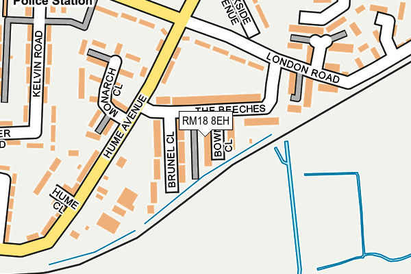 RM18 8EH map - OS OpenMap – Local (Ordnance Survey)