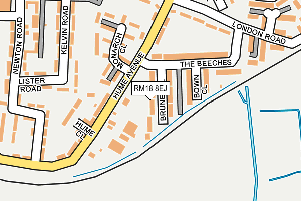 RM18 8EJ map - OS OpenMap – Local (Ordnance Survey)