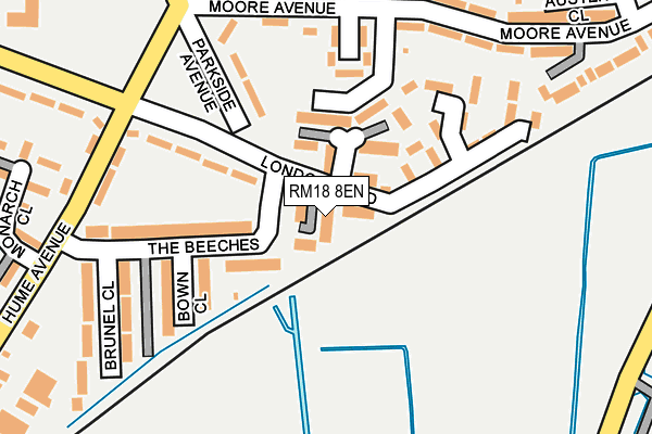 RM18 8EN map - OS OpenMap – Local (Ordnance Survey)