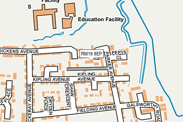 RM18 8EP map - OS OpenMap – Local (Ordnance Survey)