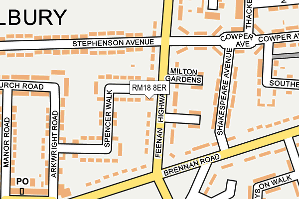RM18 8ER map - OS OpenMap – Local (Ordnance Survey)