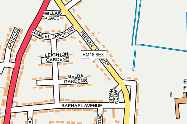 RM18 8EX map - OS OpenMap – Local (Ordnance Survey)