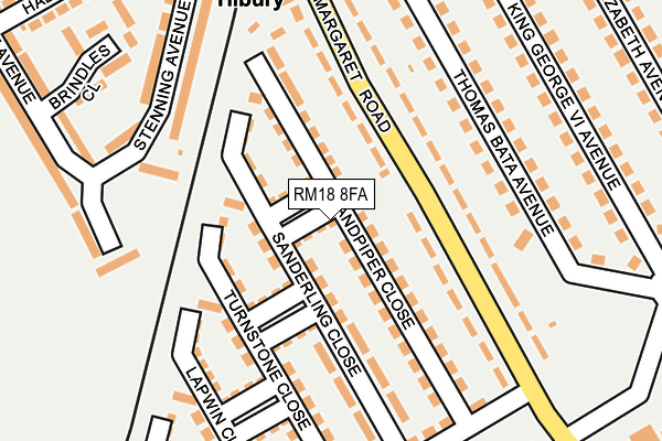 RM18 8FA map - OS OpenMap – Local (Ordnance Survey)