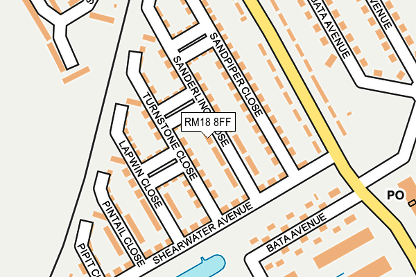 RM18 8FF map - OS OpenMap – Local (Ordnance Survey)