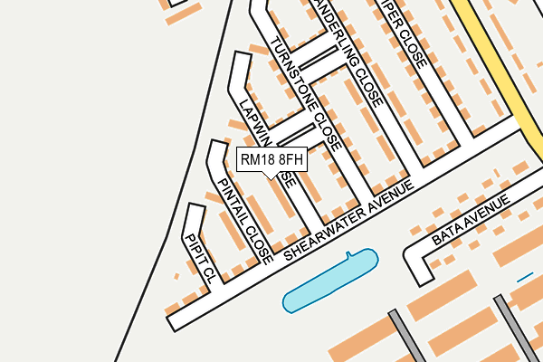 RM18 8FH map - OS OpenMap – Local (Ordnance Survey)
