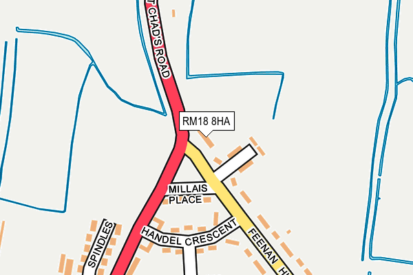 RM18 8HA map - OS OpenMap – Local (Ordnance Survey)