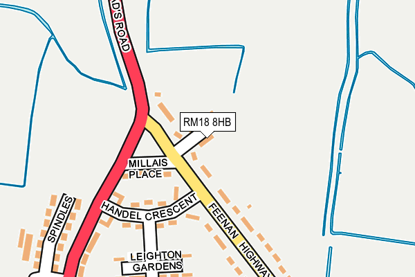 RM18 8HB map - OS OpenMap – Local (Ordnance Survey)