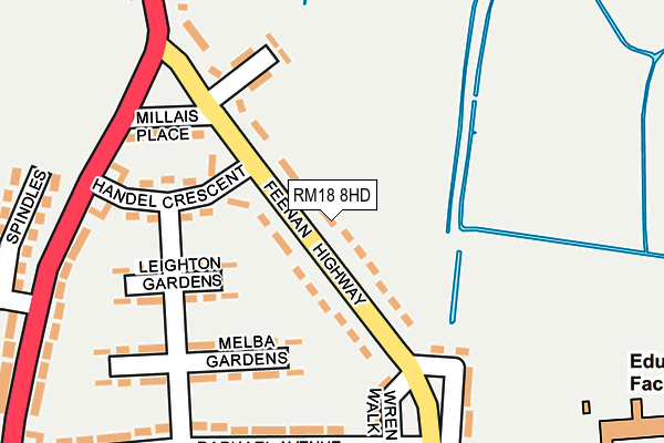 RM18 8HD map - OS OpenMap – Local (Ordnance Survey)