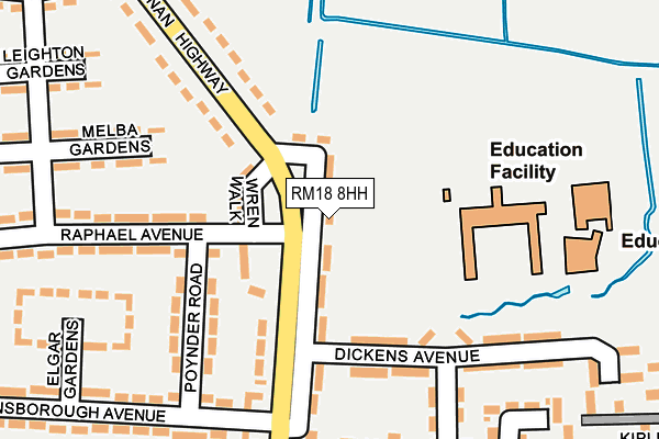 RM18 8HH map - OS OpenMap – Local (Ordnance Survey)
