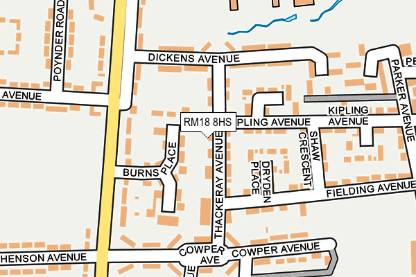 RM18 8HS map - OS OpenMap – Local (Ordnance Survey)