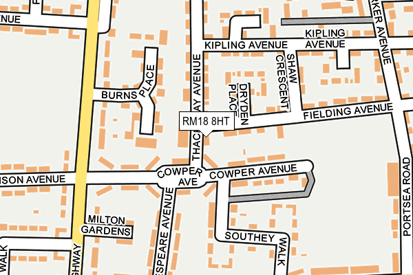 RM18 8HT map - OS OpenMap – Local (Ordnance Survey)