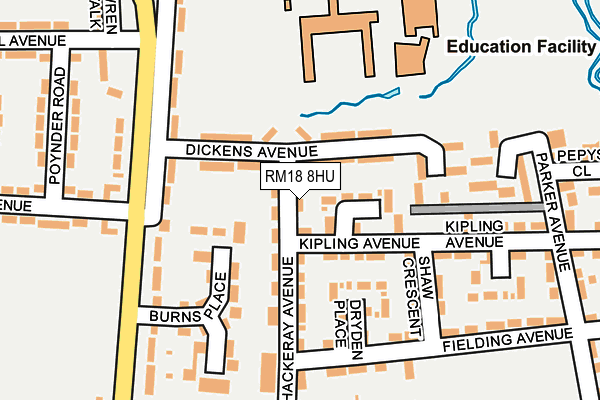 RM18 8HU map - OS OpenMap – Local (Ordnance Survey)