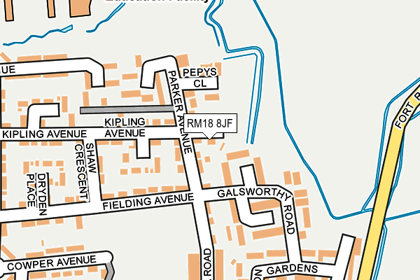 RM18 8JF map - OS OpenMap – Local (Ordnance Survey)