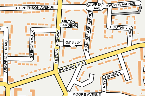 RM18 8JP map - OS OpenMap – Local (Ordnance Survey)