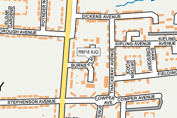 RM18 8JQ map - OS OpenMap – Local (Ordnance Survey)
