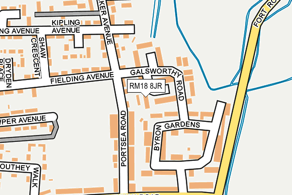 RM18 8JR map - OS OpenMap – Local (Ordnance Survey)