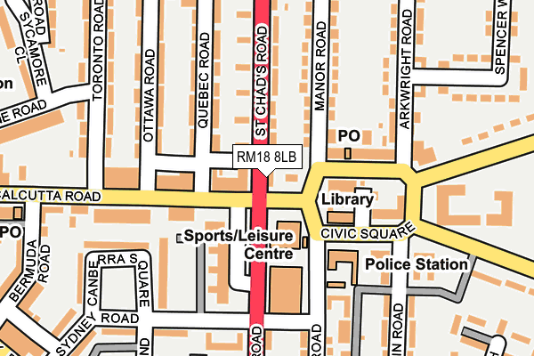RM18 8LB map - OS OpenMap – Local (Ordnance Survey)