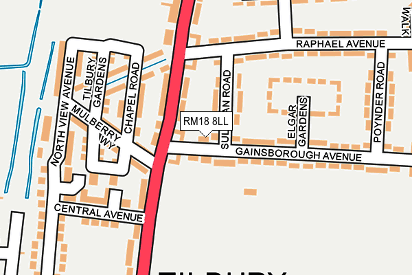 RM18 8LL map - OS OpenMap – Local (Ordnance Survey)