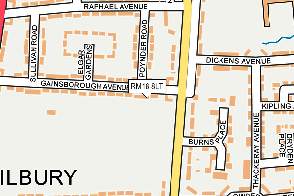 RM18 8LT map - OS OpenMap – Local (Ordnance Survey)
