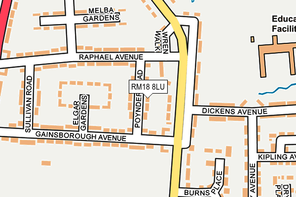 RM18 8LU map - OS OpenMap – Local (Ordnance Survey)