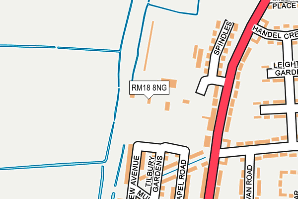 RM18 8NG map - OS OpenMap – Local (Ordnance Survey)