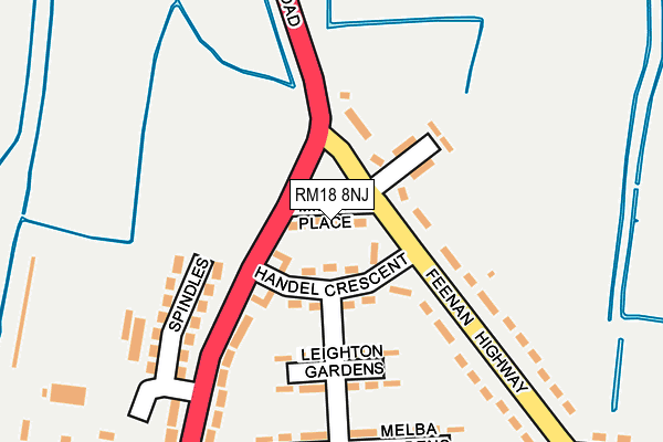 RM18 8NJ map - OS OpenMap – Local (Ordnance Survey)