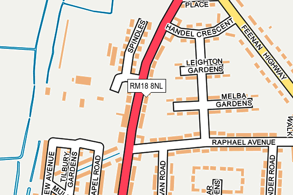 RM18 8NL map - OS OpenMap – Local (Ordnance Survey)