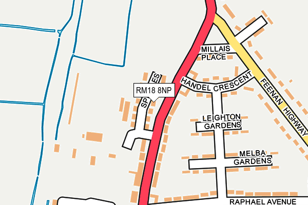 RM18 8NP map - OS OpenMap – Local (Ordnance Survey)
