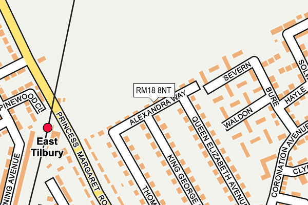 RM18 8NT map - OS OpenMap – Local (Ordnance Survey)