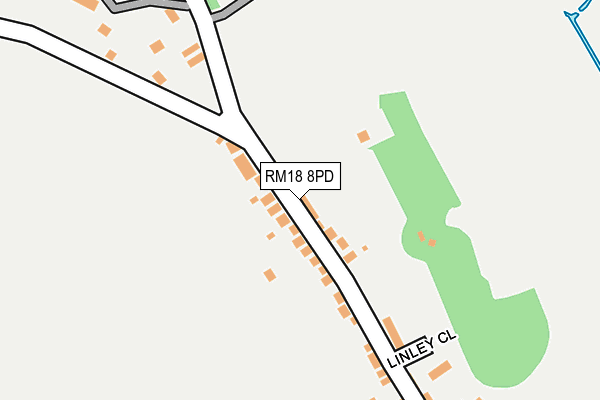 RM18 8PD map - OS OpenMap – Local (Ordnance Survey)