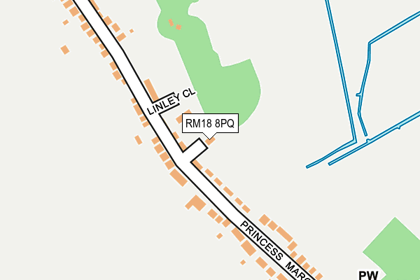 RM18 8PQ map - OS OpenMap – Local (Ordnance Survey)
