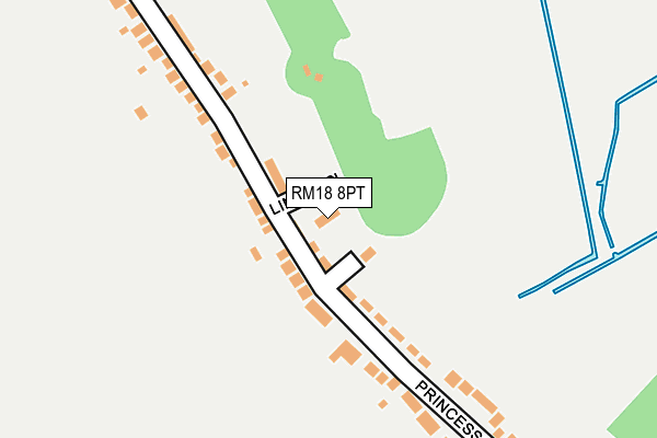 RM18 8PT map - OS OpenMap – Local (Ordnance Survey)