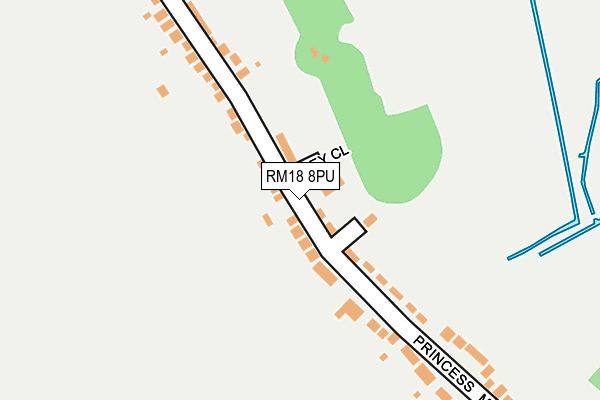 RM18 8PU map - OS OpenMap – Local (Ordnance Survey)