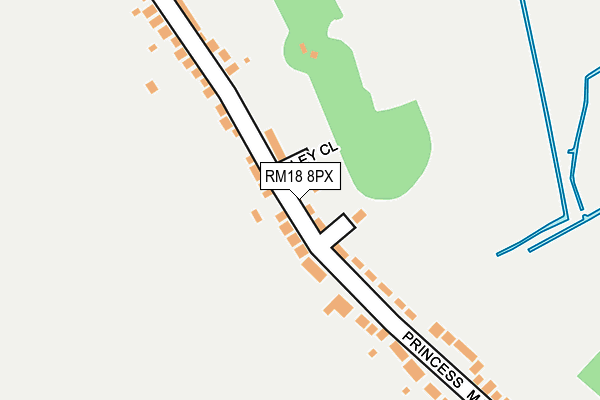 RM18 8PX map - OS OpenMap – Local (Ordnance Survey)