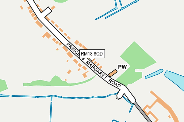 RM18 8QD map - OS OpenMap – Local (Ordnance Survey)